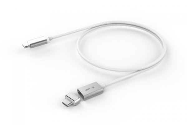 LMP Magnetic Safety Ladekabel 3m USB-C (f) zu USB-C (m) silver