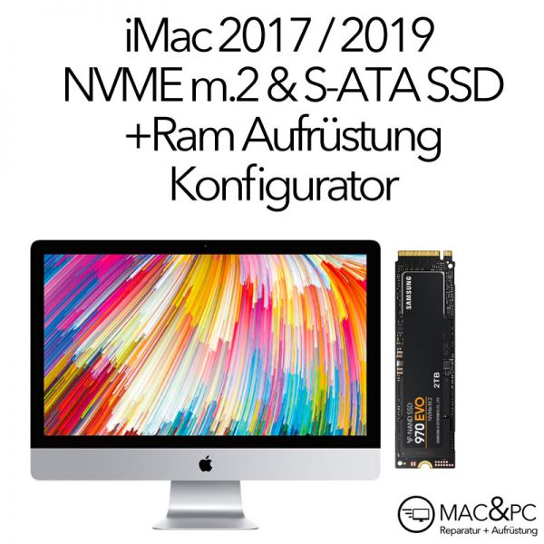 iMac Mitte 2017 & 2019 NVME M2 S-ATA SSD+Ram Aufrüstung (A1418/A1419) SAMSUNG 980 Plus & 860 EVO