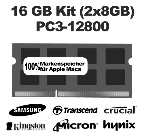 16 GB Kit PC-12800 SO-DIMM (2x8GB)