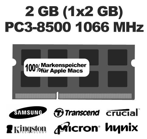 2GB (1x2GB) DDR3 8500 1066MHz Arbeitsspeicher