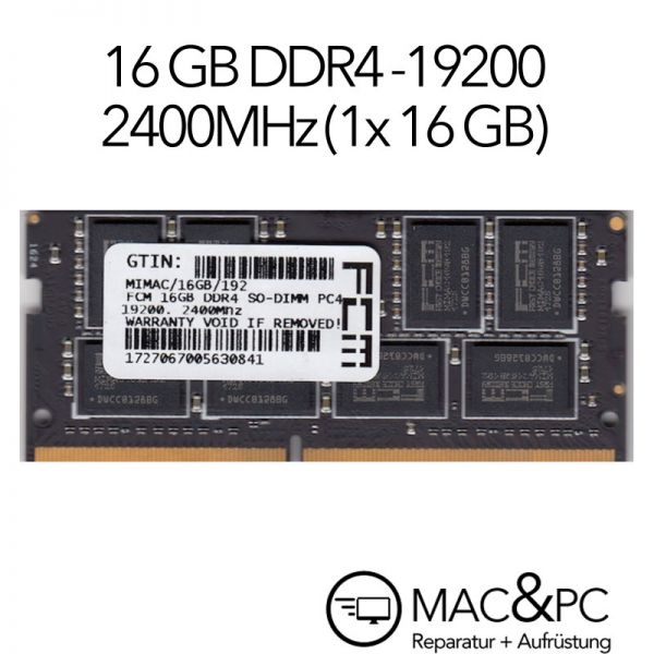 16GB DDR4 SO-DIMM PC4-19200, 2400Mhz