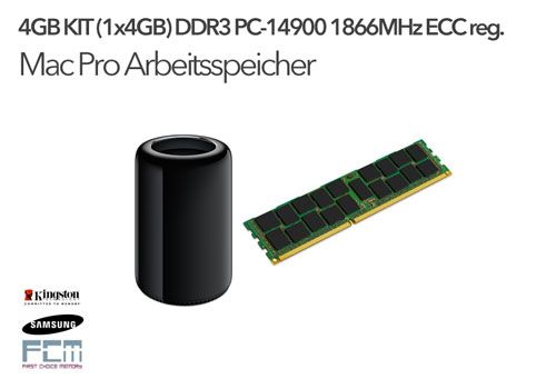 4GB (1x4GB) DDR3 14900 1866MHz ECC Ram Mac Pro