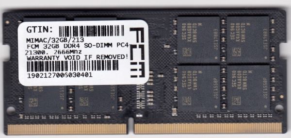 FCM 32GB DDR4 SO-DIMM PC4-21300, 2666Mhz
