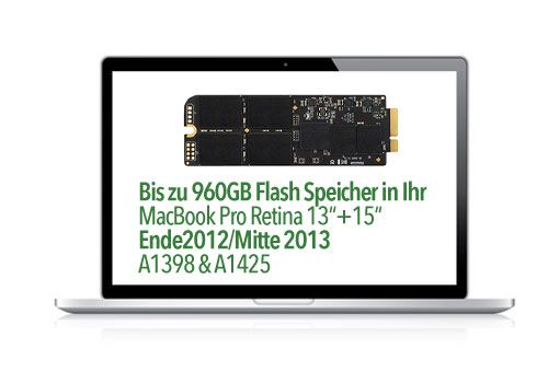 SSD Aufrüstung 240GB-960GB für MBP Retina 15" (2012/13) A1398 Transcend JetDrive