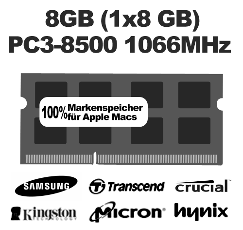 8GB (1x8GB) DDR3-8500 1066Mhz Mac Arbeitsspeicher